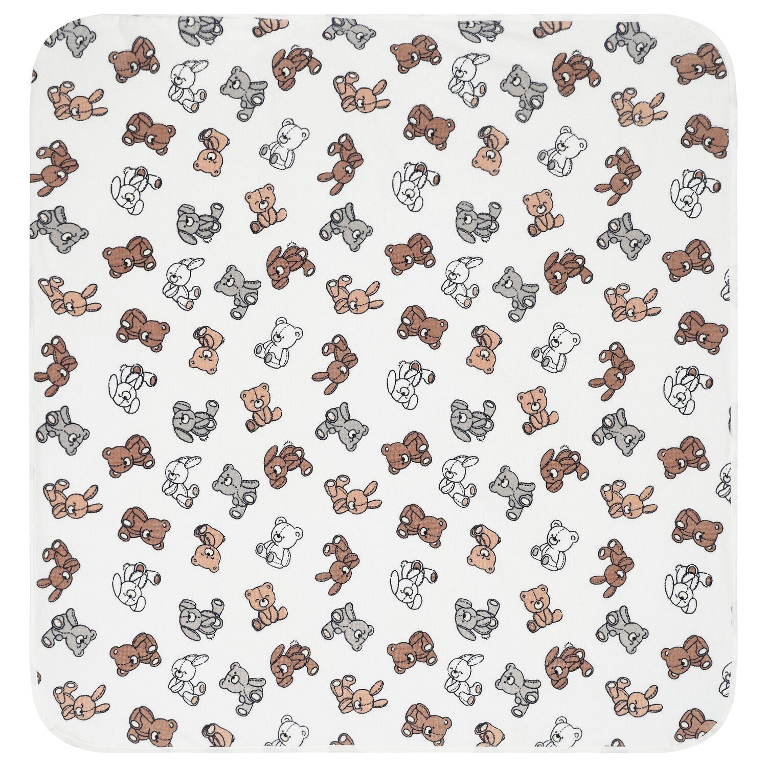 منشفة بطبعة دب تيدي وأرنب باللون الأبيض, 1, hi-res