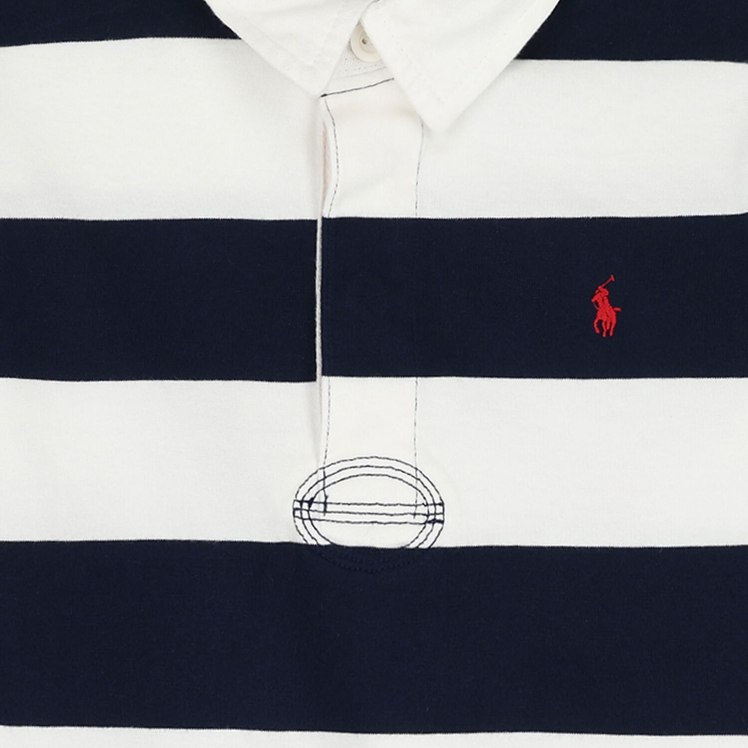 Boys White & Navy Blue Striped Polo Shirt, 1, hi-res