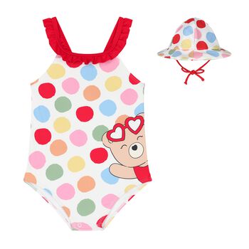 Baby Girls Multi-Coloured Swimsuit & Hat Set