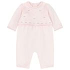 Baby Girls Pink Embroidered Romper Set, 1, hi-res