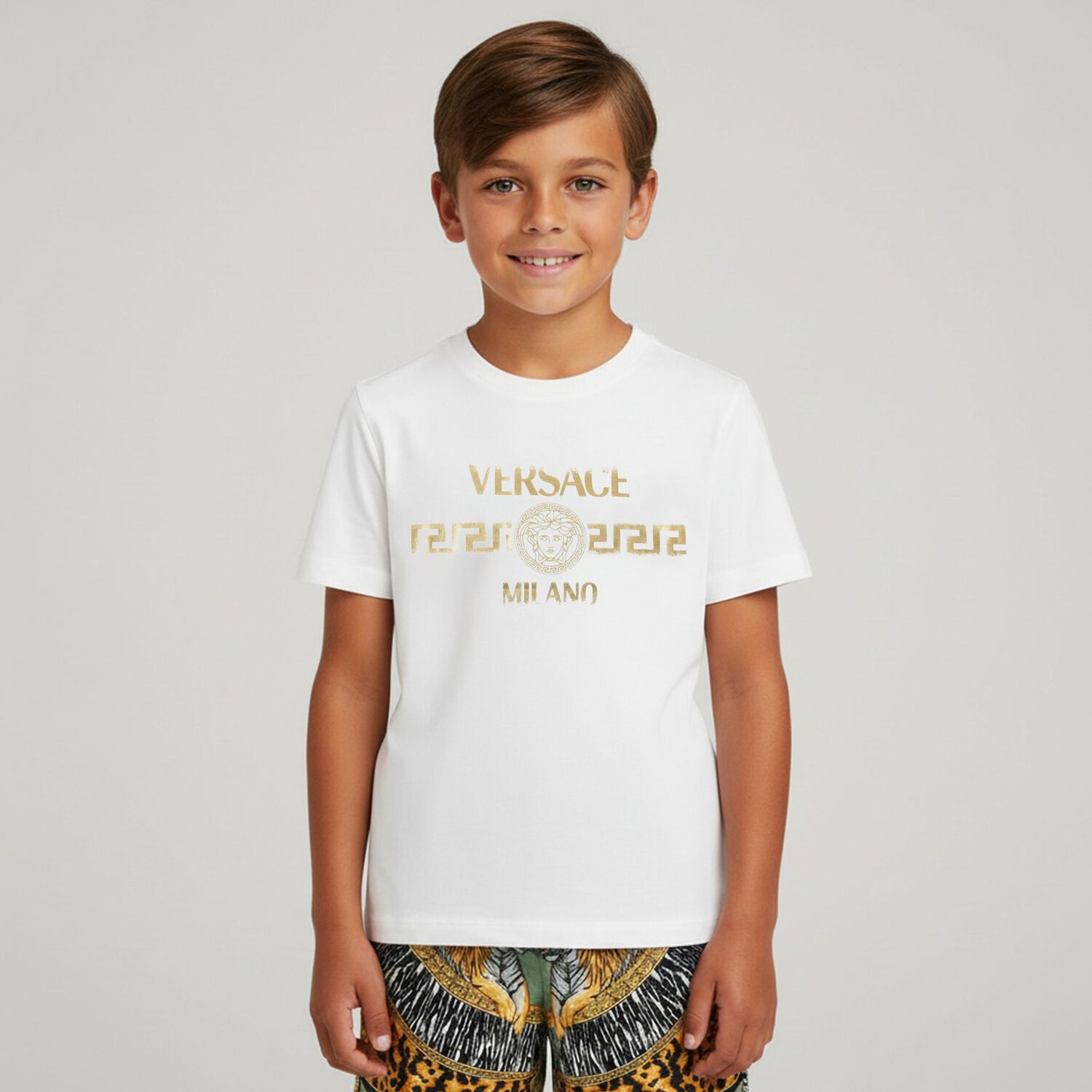 Boys White Medusa T-Shirt, 1, hi-res