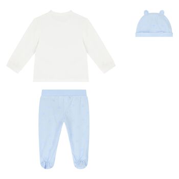 Baby Boys White & Blue Trousers Set