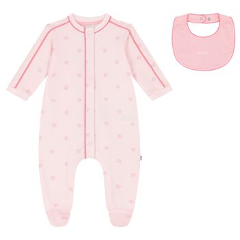 Baby Girls Pink Logo Babygrow Gift Set