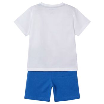 Boys White & Blue Pineapple Shorts Set