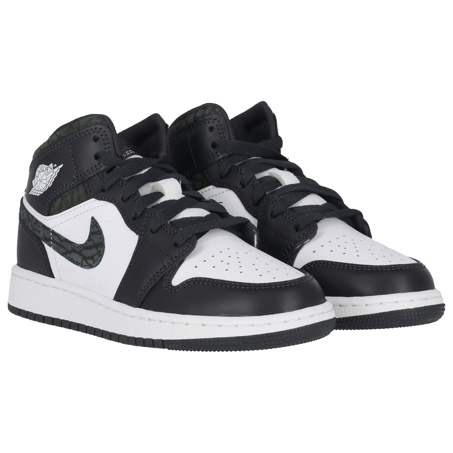 Black, Green & White Air Jordan 1 Mid Trainers, 1, hi-res