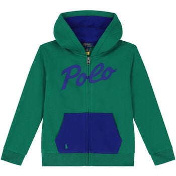 Boys Green Logo Zip Up Top