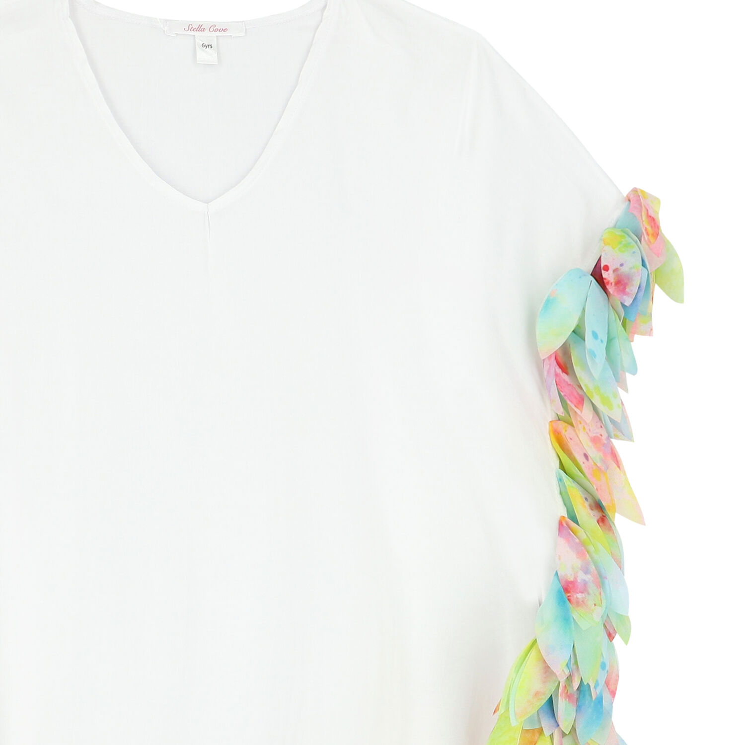 Girls White & Rainbow Petal Kaftan, 1, hi-res