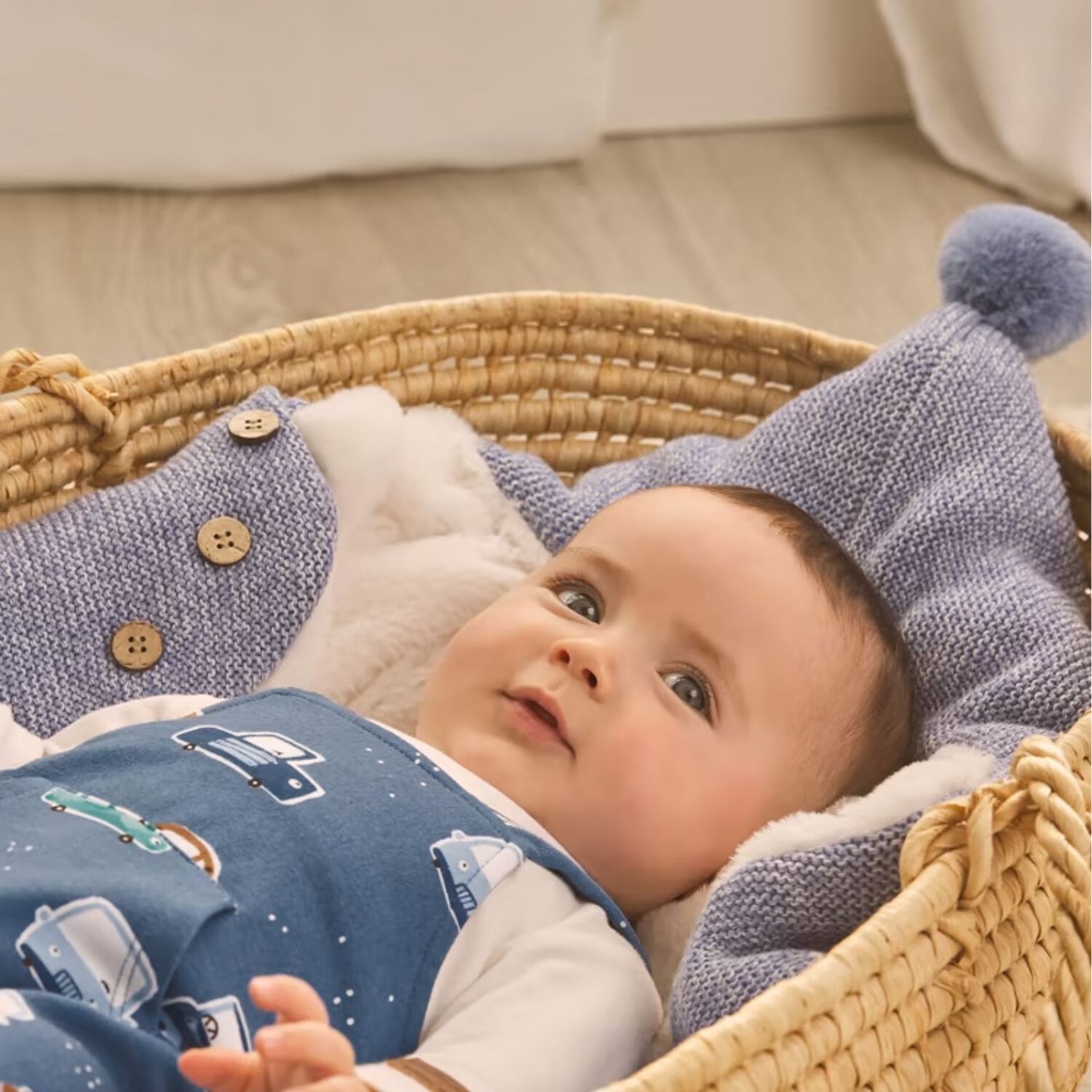 مدس أولاد منسوج بالشعار باللون  الأزرق , 1, hi-res