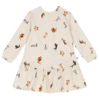 Younger Girls Beige Rabbit Dress