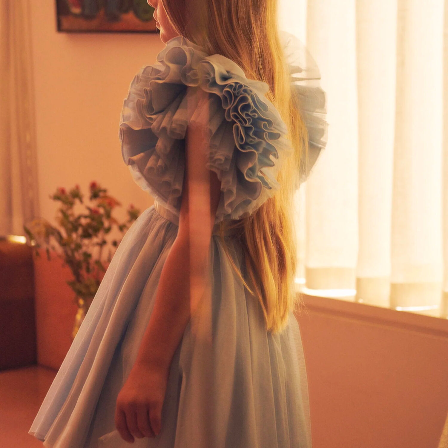 Girls Blue Tulle Dress, 1, hi-res