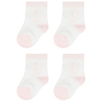 Baby Girls White & Pink Socks ( 2-Pack )