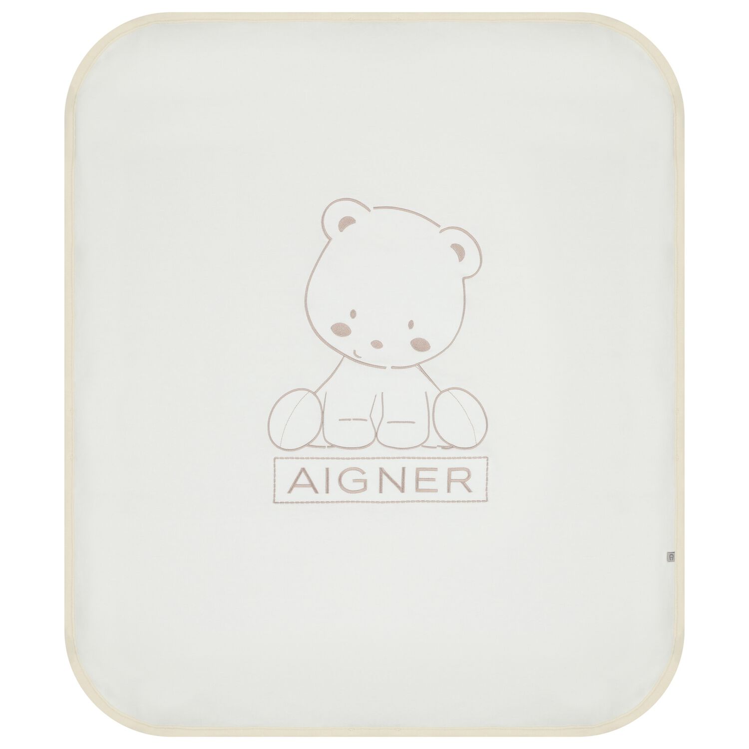 White & Beige Teddy Bear Logo Baby Blanket, 1, hi-res