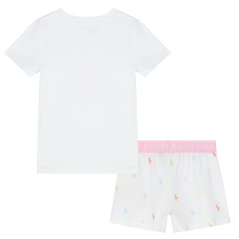 Girls White Logo Pyjamas