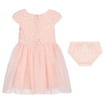 Younger Girls Pink Lace Dress Set
