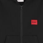Boys Black Logo Hooded Zip Up Top, 1, hi-res