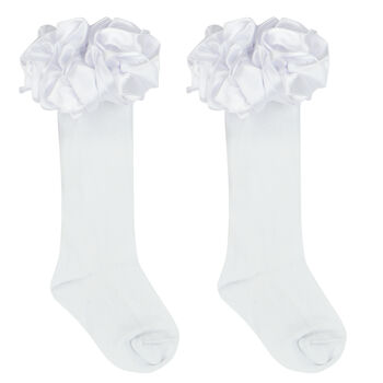 Girls White Ruffled Socks