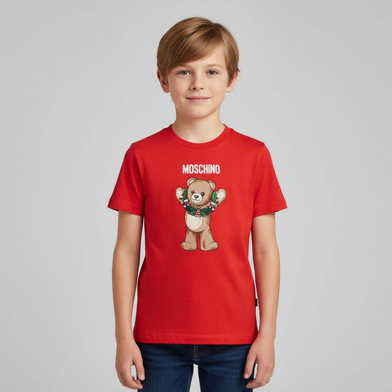 Red Christmas Teddy Bear Logo T-Shirt, 2, hi-res