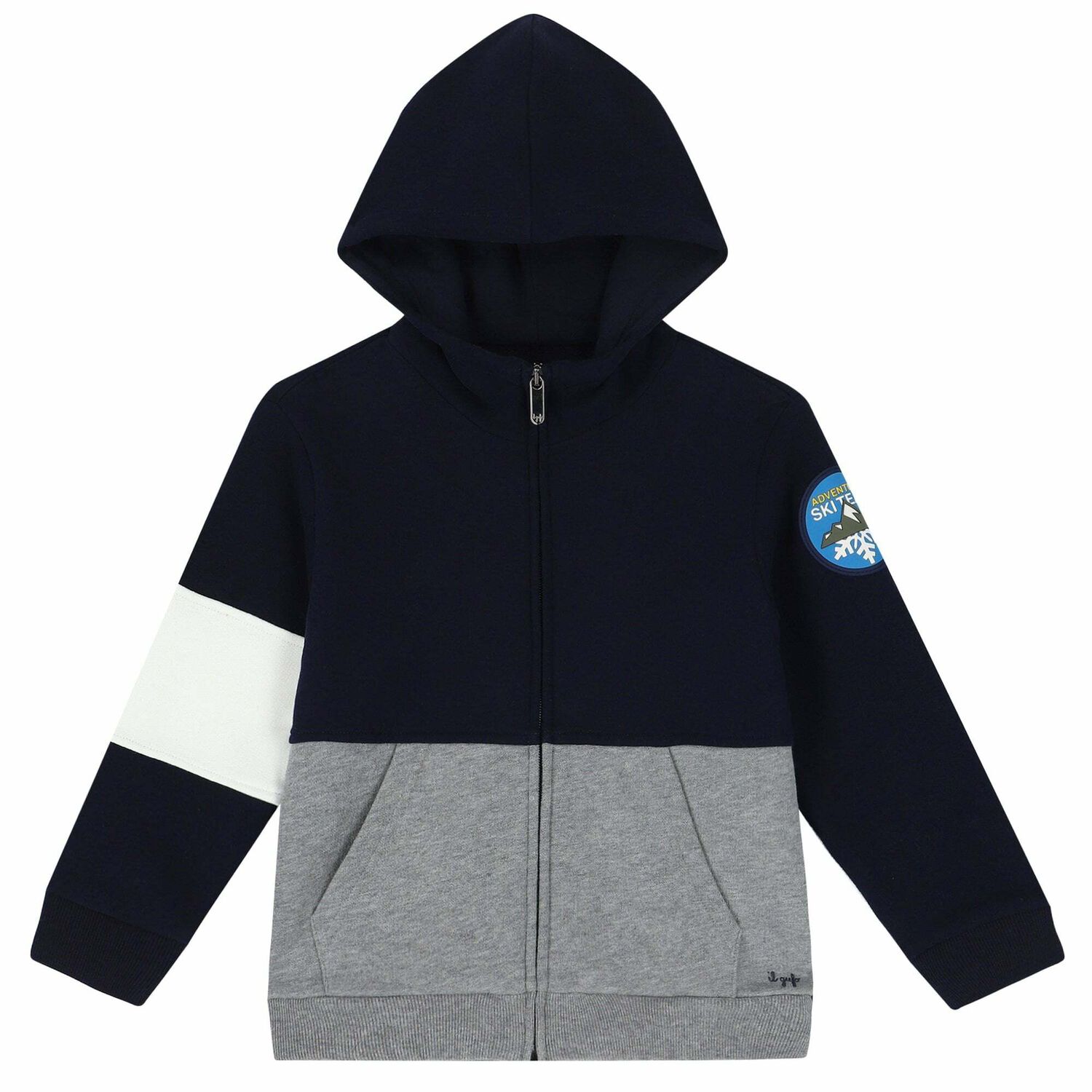 Boys Navy & Grey Zip Up Top, 1, hi-res