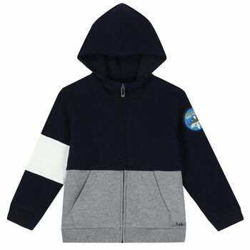 Boys Navy & Grey Zip Up Top