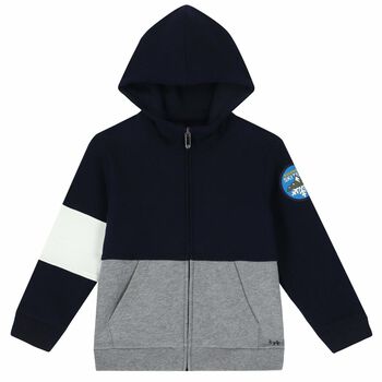 Boys Navy & Grey Zip Up Top