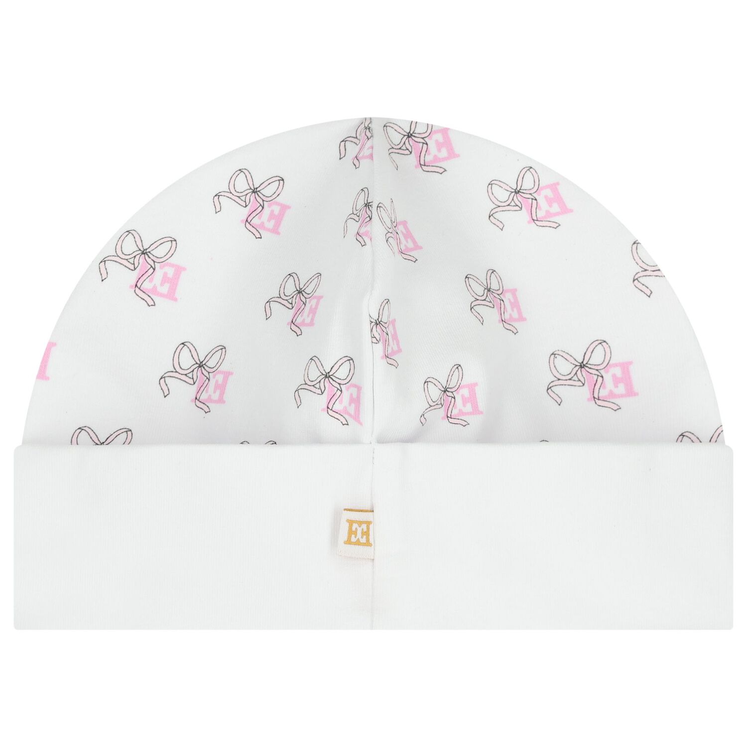 Baby Girls White Bow Logo Hat, 1, hi-res