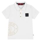 Younger Boys White Logo Polo Shirt, 1, hi-res