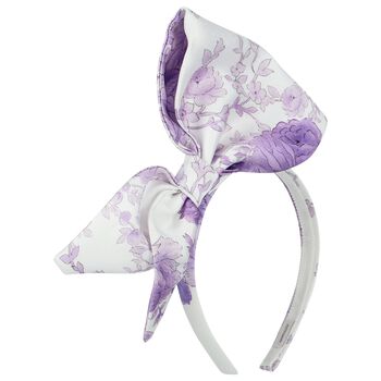 Girls White & Purple Floral Headband