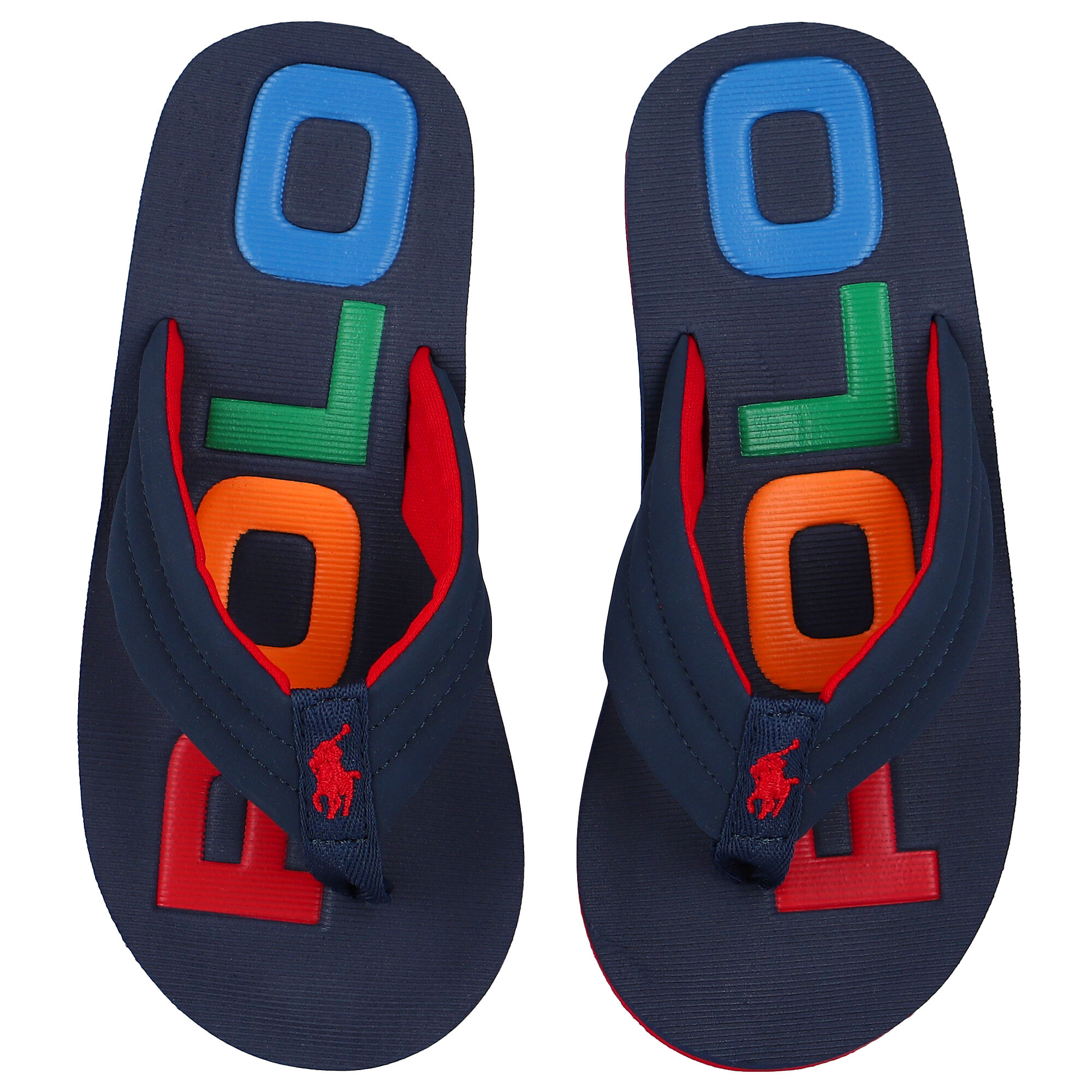 Ralph Lauren Boys Navy Blue Logo Flip Flops Junior Couture Bahrain