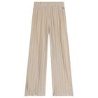 Girls Beige & Silver Pleated Trousers, 1, hi-res