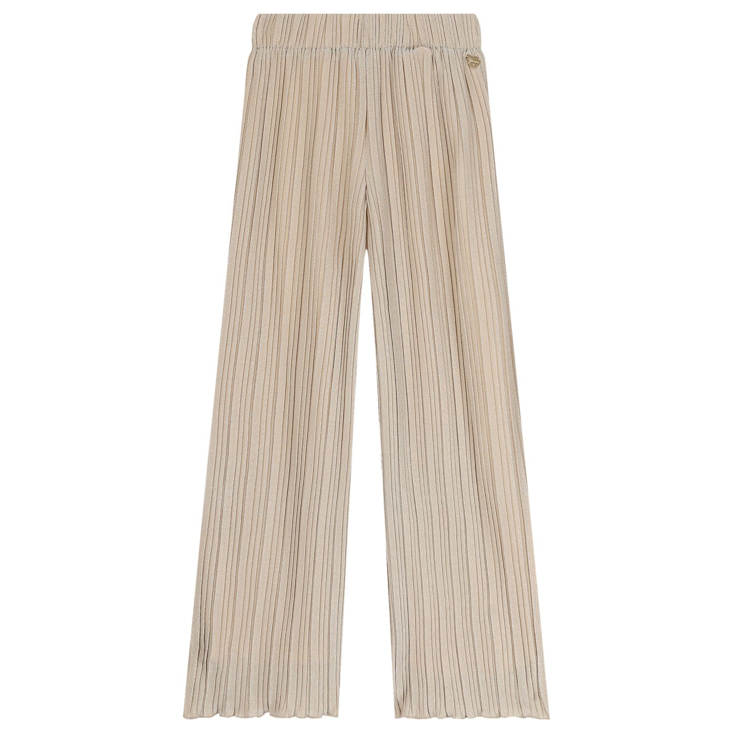 Girls Beige & Silver Pleated Trousers, 1, hi-res