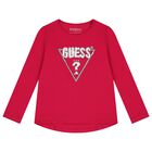 Girls Pink Logo Long Sleeve Top, 2, hi-res