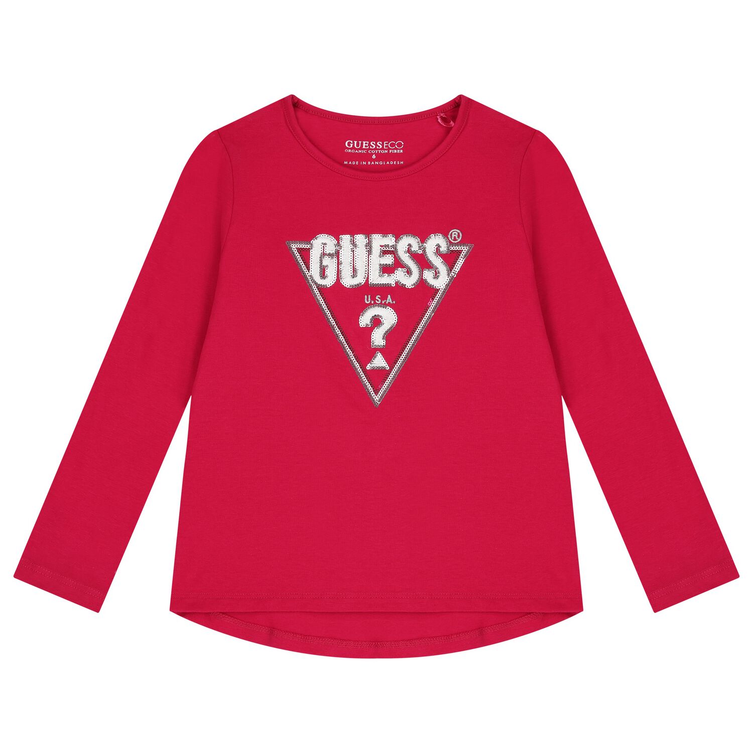 Girls Pink Logo Long Sleeve Top, 2, hi-res