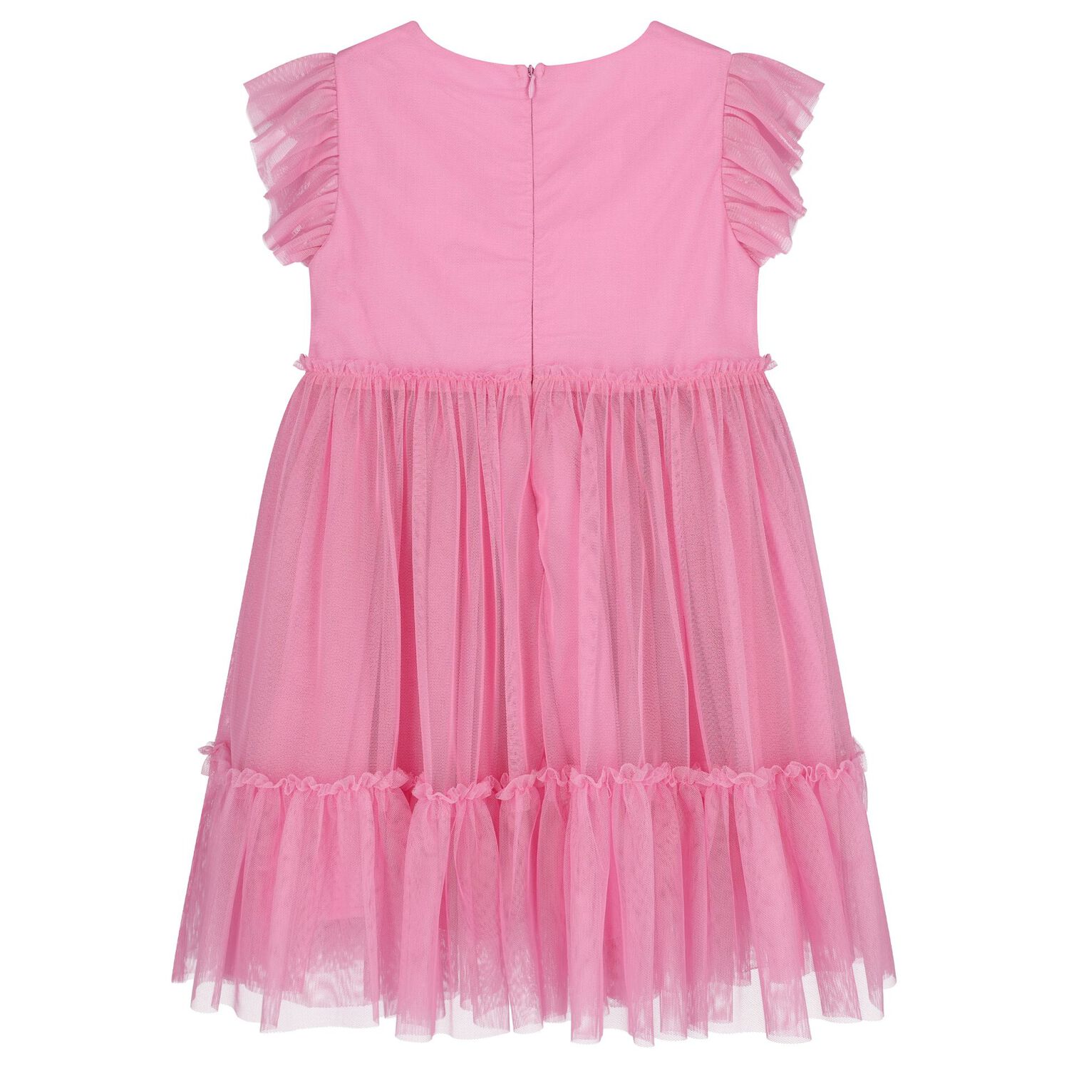 Girls Pink Ruffled Tulle Dress, 1, hi-res