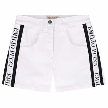 Girls White Logo Shorts