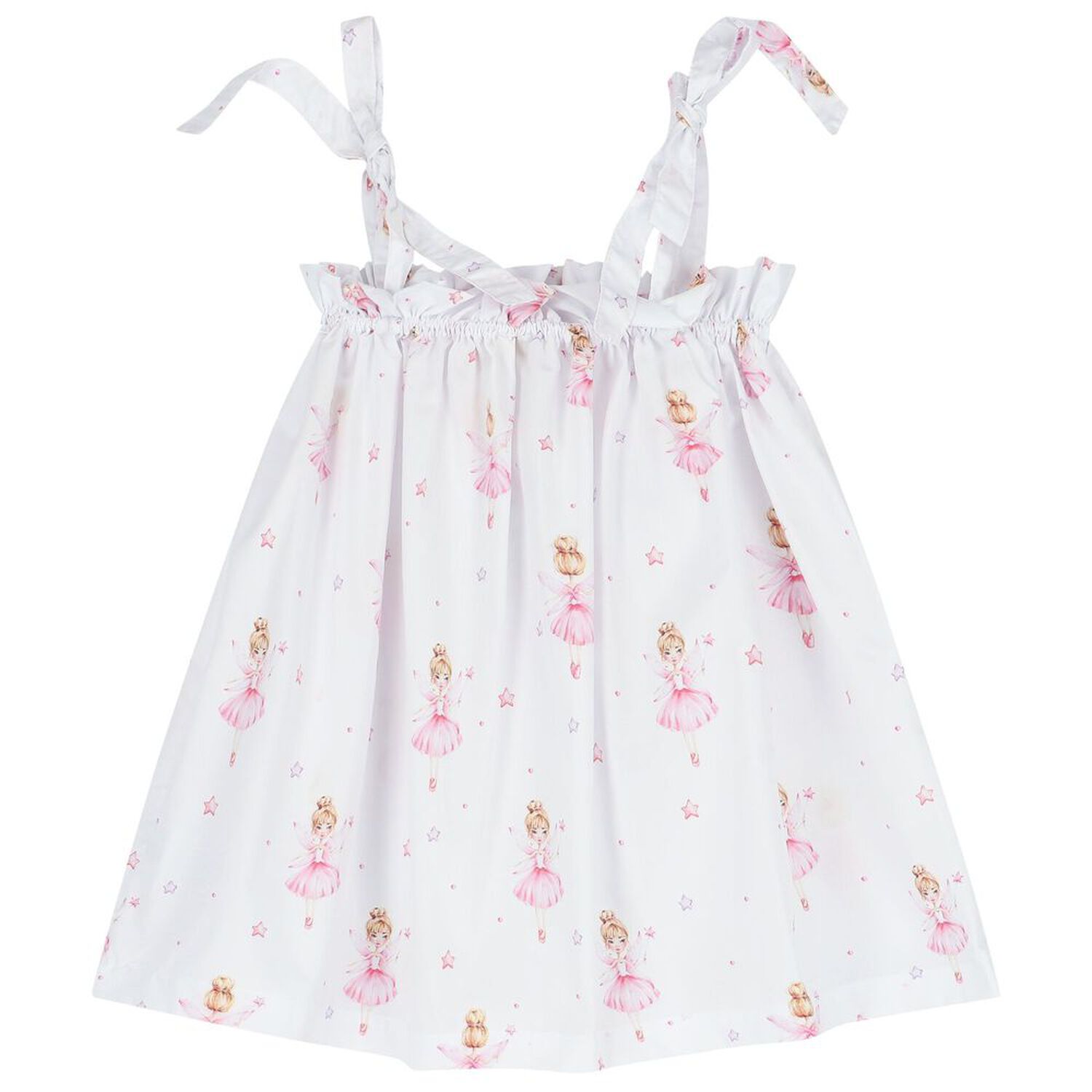 Girls White & Pink Ballerinas Beach Dress, 1, hi-res