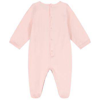 Baby Girls Pink Teddy Bear Logo Babygrow