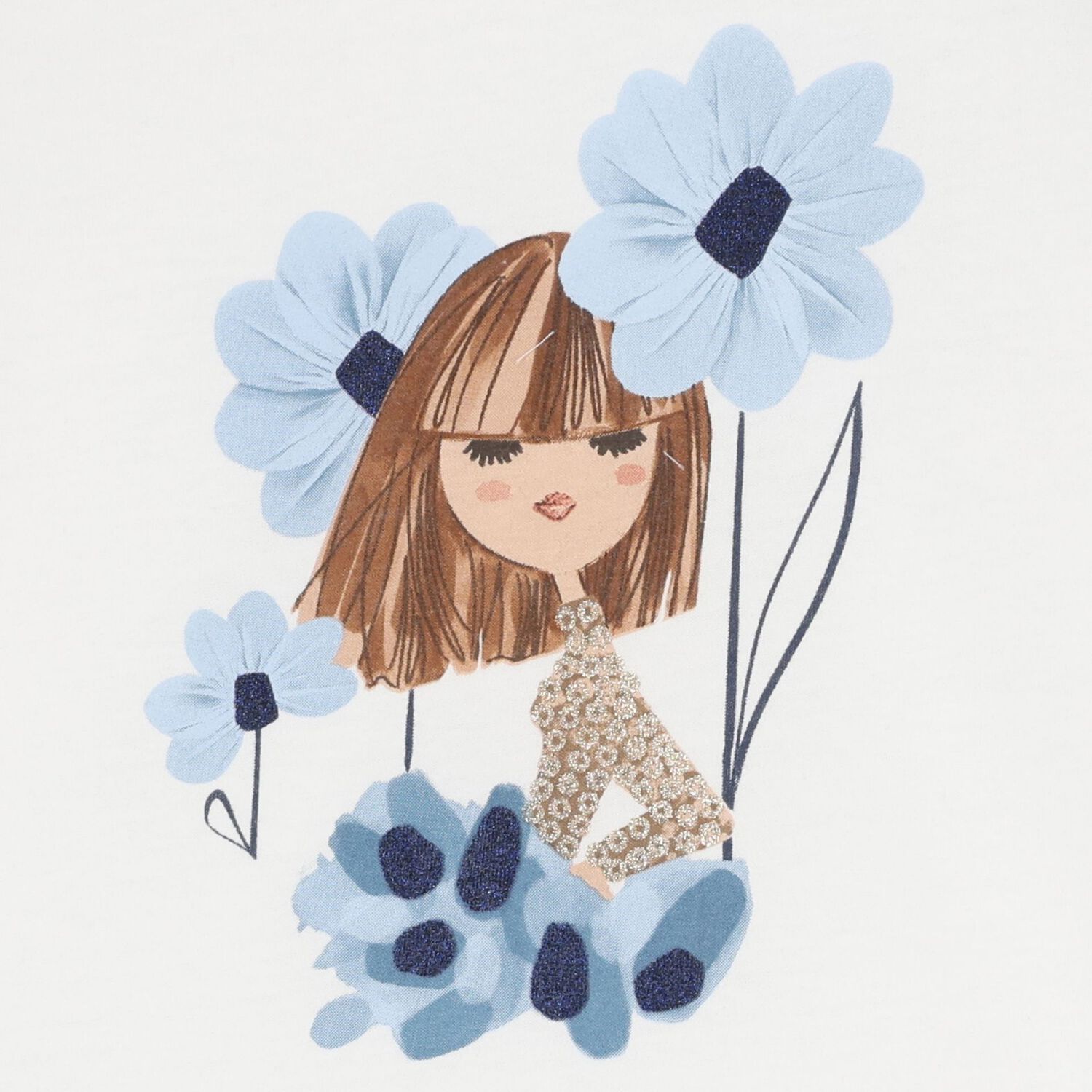 Girls Ivory, Navy Blue & Beige Leggings Set, 2, hi-res