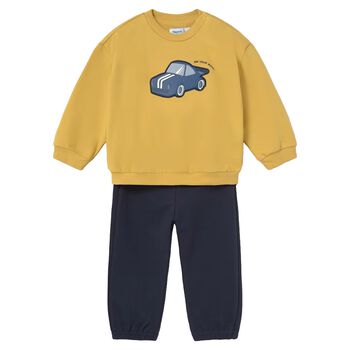 Younger Boys Yellow & Navy Blue Car Tracksuit