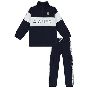 Boys Navy Blue Logo Tracksuit