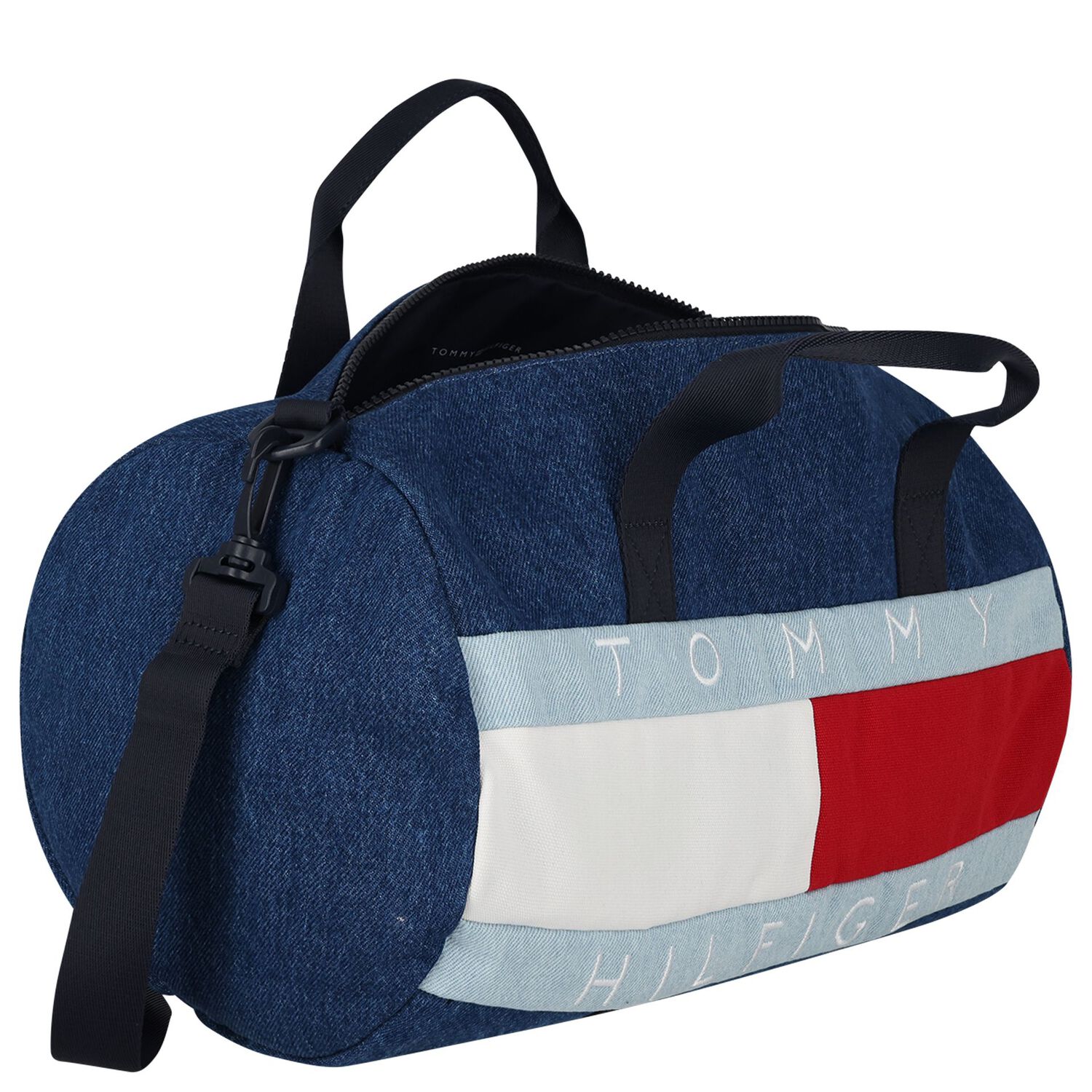 Boys Blue Denim Logo Sports Bag ( 28cm ), 1, hi-res