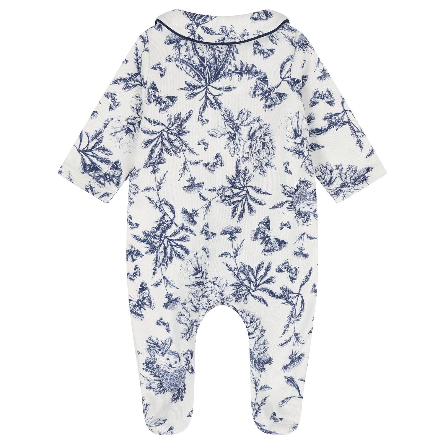 Ivory & Navy Blue Toile De Jouy Babygrow Gift Set, 1, hi-res