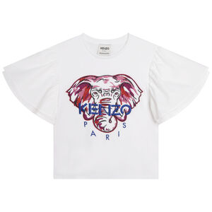 Girls White Elephant T-Shirt