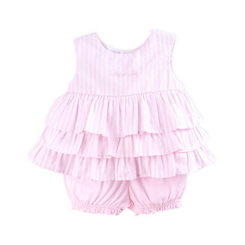 Girls Pink Striped Short Set