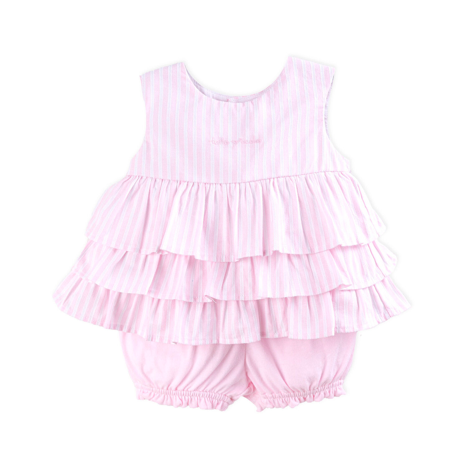 Girls Pink Striped Short Set, 1, hi-res image number null