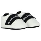 KARL LAGERFELD White Logo Baby Pre-Walker Shoes | Junior Couture USA