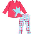 Girls Pink & Blue Star Leggings Set, 1, hi-res