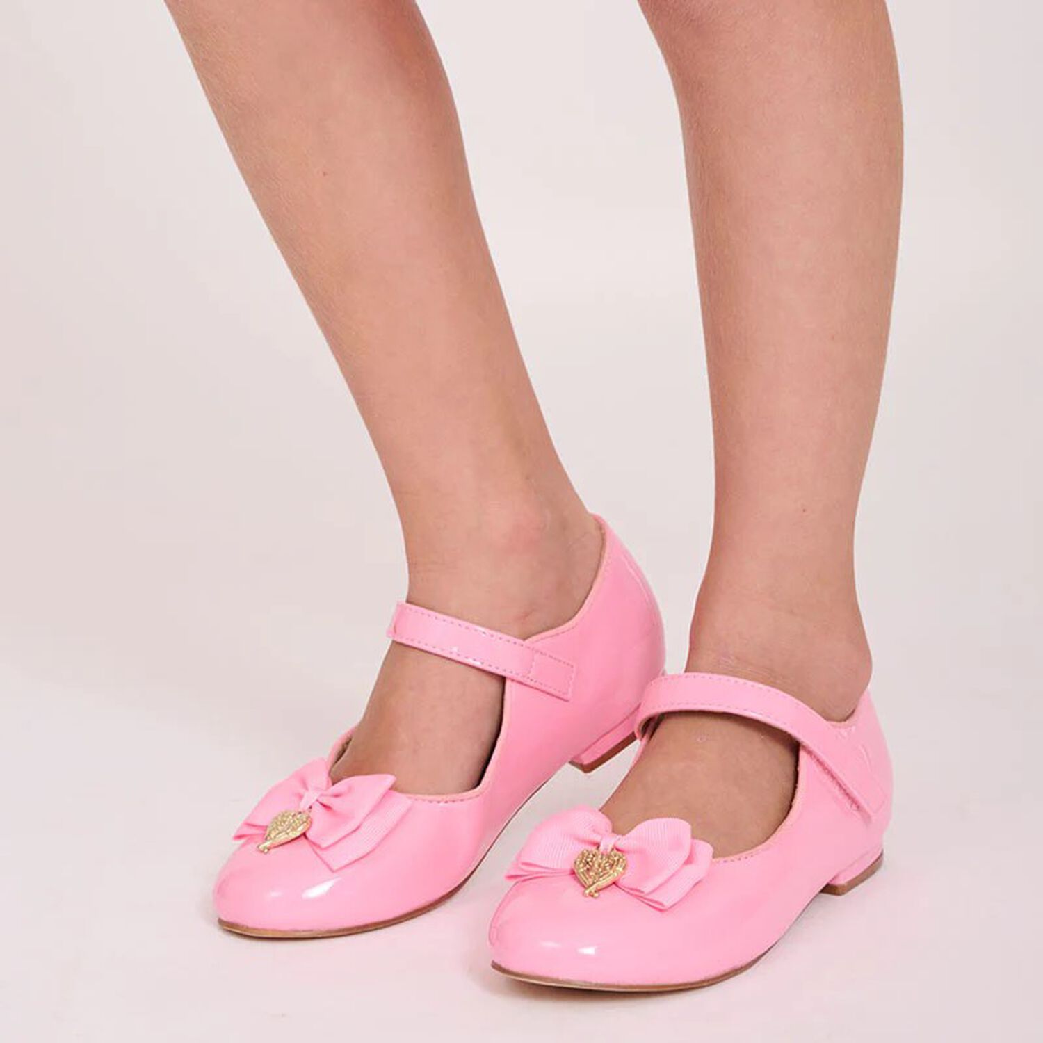 Girls Pink Bow Ballerina Shoes, 1, hi-res image number null
