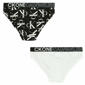 Girls White & Black Bikini Brief (2 Pack)