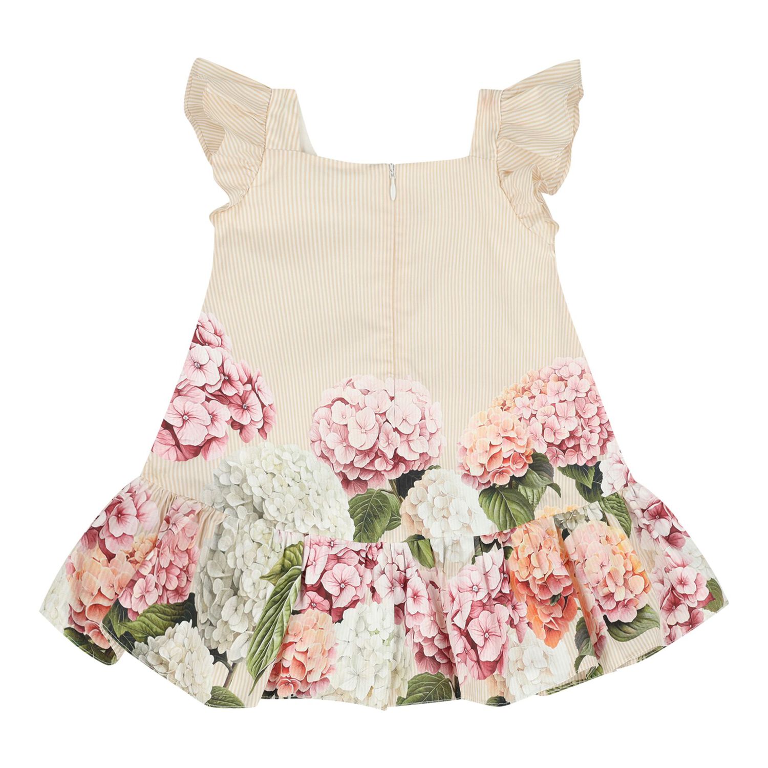 Baby Girls Beige Floral Striped Dress Set, 1, hi-res