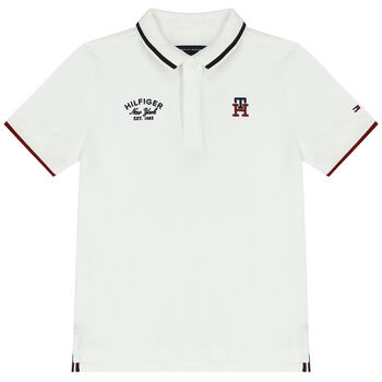 Boys White Logo Polo Shirt
